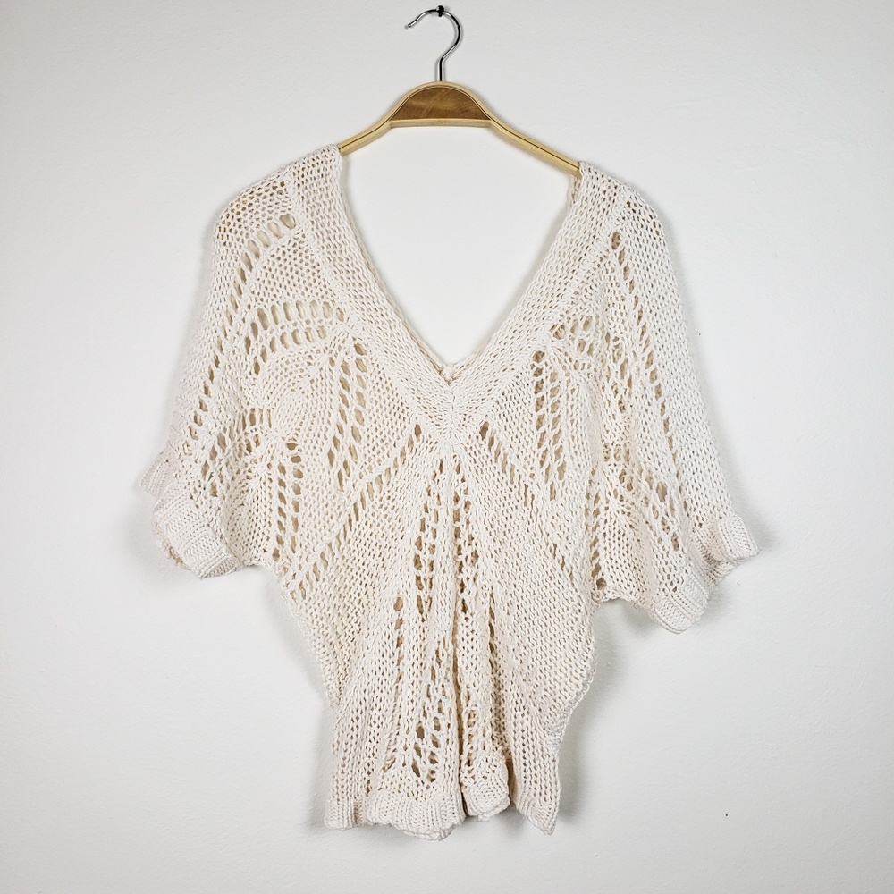 Old Navy • Off white Open Knit Netted Top